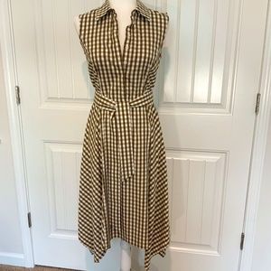 Lafayette 148 Asymmetrical Checked Shirt Dress